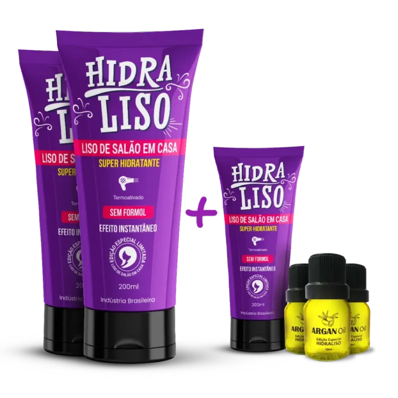 Hidraliso Progressiva Sem Formol – 3 Unidades + 3 Argan Oil